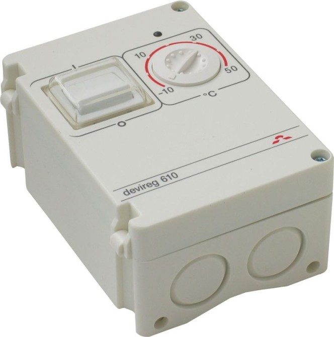 Терморегулятор DEVIreg D-610 накладной, с датчиком на проводе, 10А