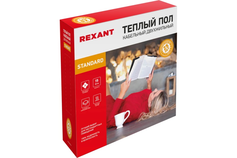 Теплый пол, кабельная секция Standard RND-120-1800 1800Вт, 120м, 11,2-15,0м² двухжильный REXANT