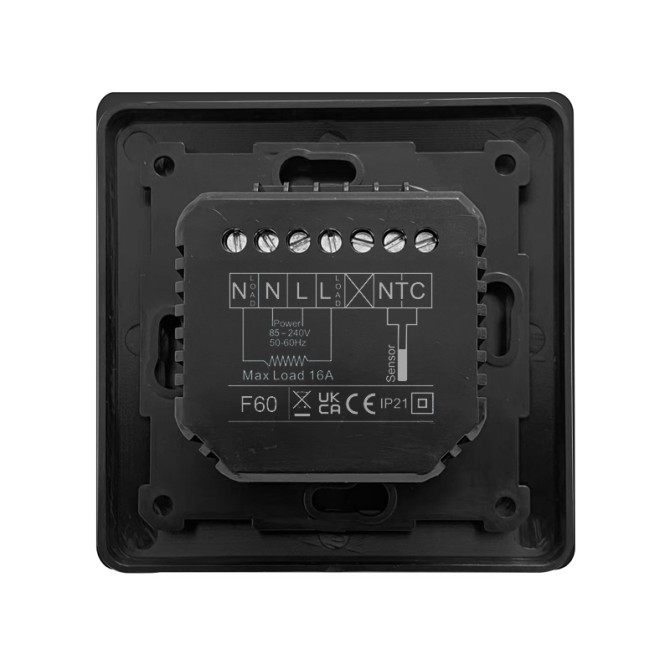 Электронный программируемый терморегулятор F60 (WIFI), черный
